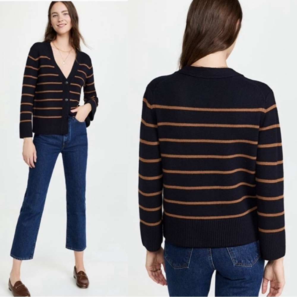 Vince Black and Brown Striped Cardigan